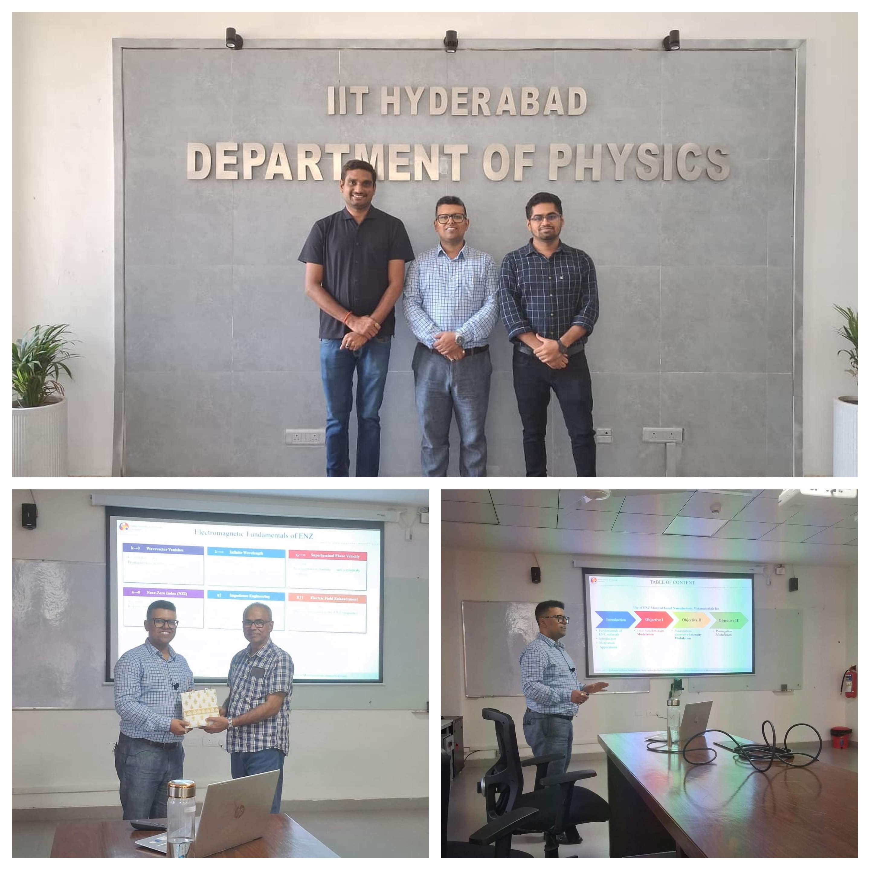 Dr. Debabrata Sikdar delivering a talk on ENZ metamaterials at IIT Hyderabad